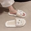 Fashion Wear Versatile Warm Winter Slippers with Metal Decoration Women Outer Velvet Cotton Winter Slippers with Velvet Slippers Women