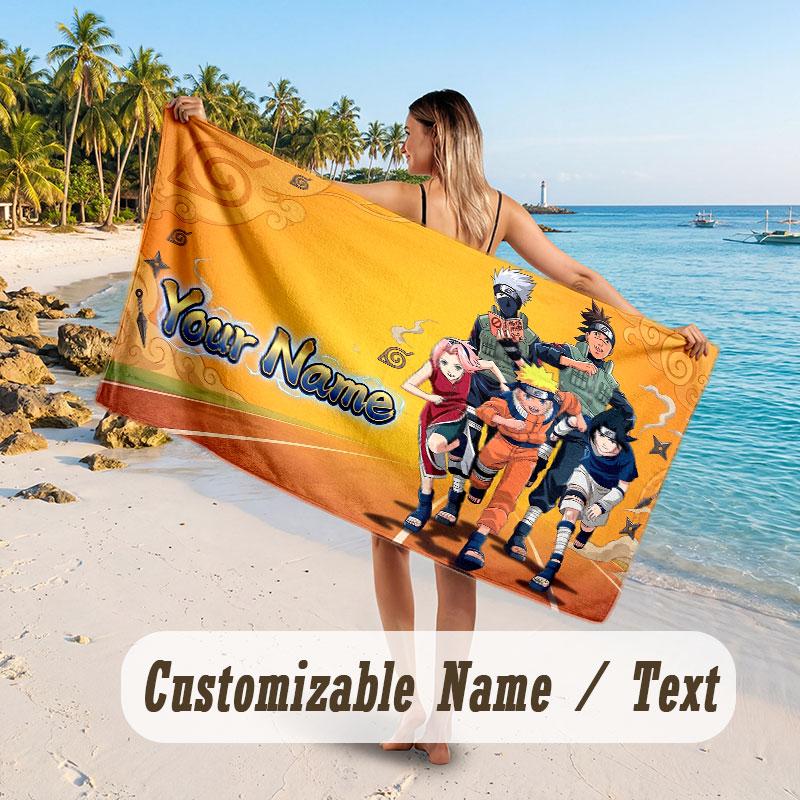 Custom Name Large Beach Towel,Naruto Quick Absorbent Towel For Outdoor Travel Poolside