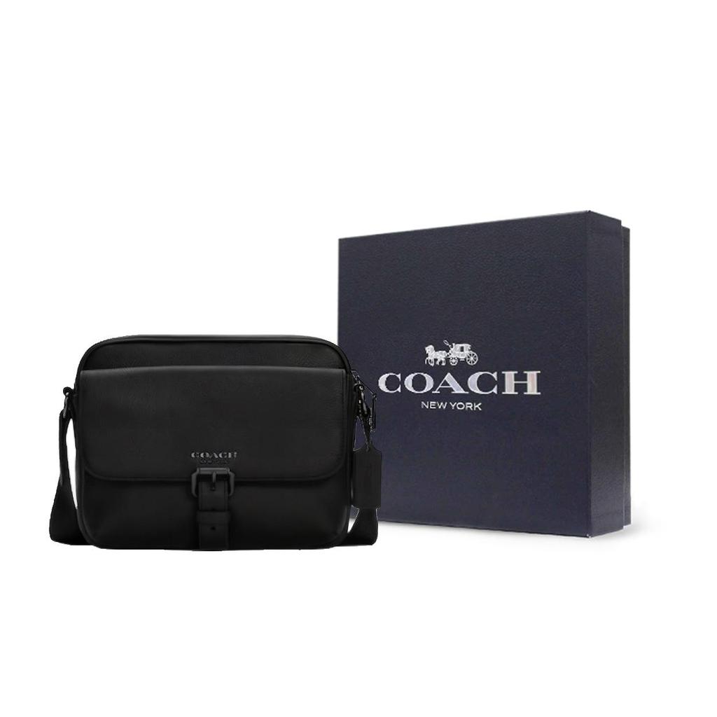 COACH Hudson Pebbled Leather Crossbody Bag, Shoulder Bag Medium Men's Black C5399-QBBK