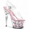 Women's Shoes Flower Transparent High Heel Thin Heel Sandals Fashion Crystal Dance Shoes 17cm Height 7cm Platform YKC