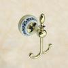 Blue & White Porcelain Gold Bathroom Double Hook