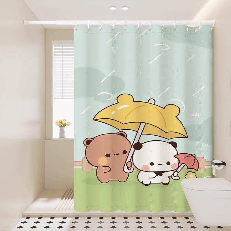 Cute Shower Curtain Thickened Waterproof Bathroom Bathroom Bathroom Bath Shower Dry And Wet Separation Hanging Curtain