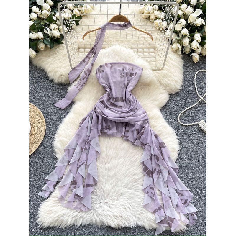 Cool Style Letter Tube Top Vest Women Summer New Ribbon Slim Fit Chic Niche Beautiful Fried Street Pure Desire Top