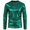Autumn and Winter Men's Fashion Trend Party Stage Glossy Long Sleeve Round Neck T-shirt Product T-shirt