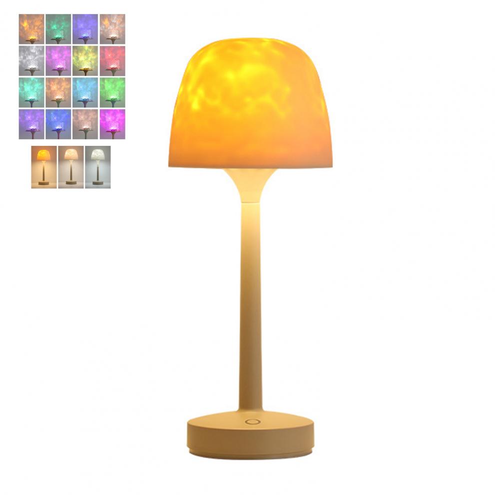 Schreibtischlampe Wiederaufladbares LED-Nachtlicht mit Fernbedienung Dimmbar 16 Farben Wasserwellen-Umgebungs-Nachttischlampen-Set