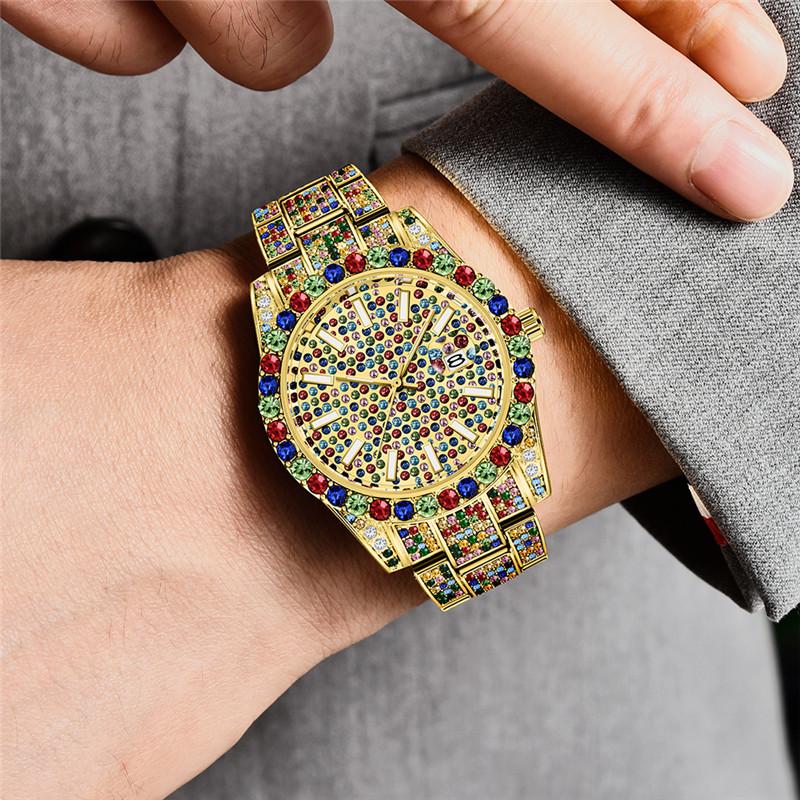 Hip-Hop Men's Diamond-studded Water Ghost Calendar Quartz Watch
