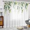 2 Pieces HD Digital Green Large Leaf Print Curtains Home Decorating Style Decorating Living Room Bedroom Rodding Curtains Effect