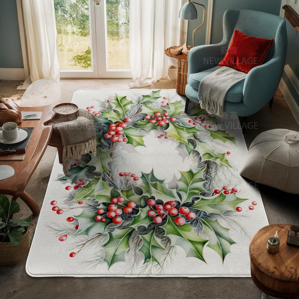 House Entrance Carpet Home Door Mat Living Room Bath Foot Bathroom Non-slip Water Absorption Rugs Bath Merry Christmas Winter