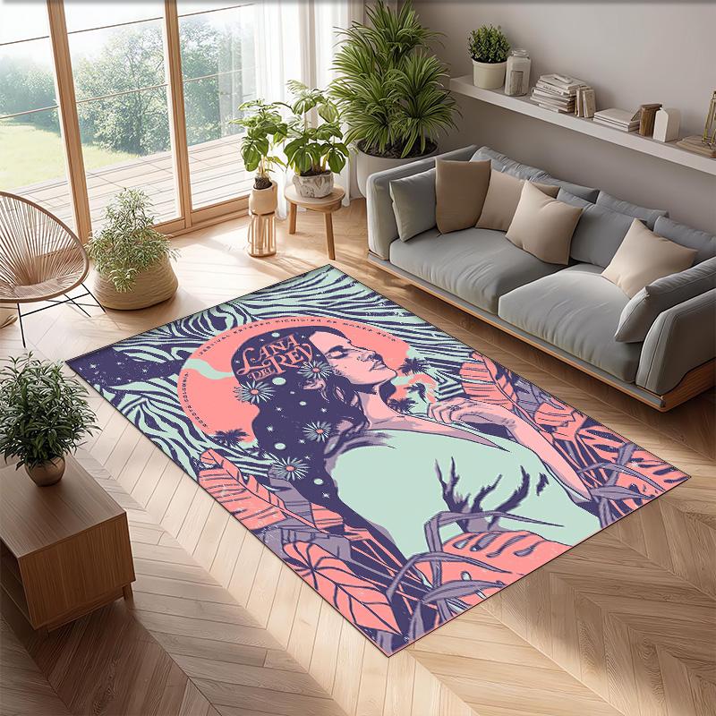 Soft Crystal Velvet Floor Rug,Lana Del Rey Anti Slip Decorative Carpet, Plush Area Mat For Indoor Home Decoration