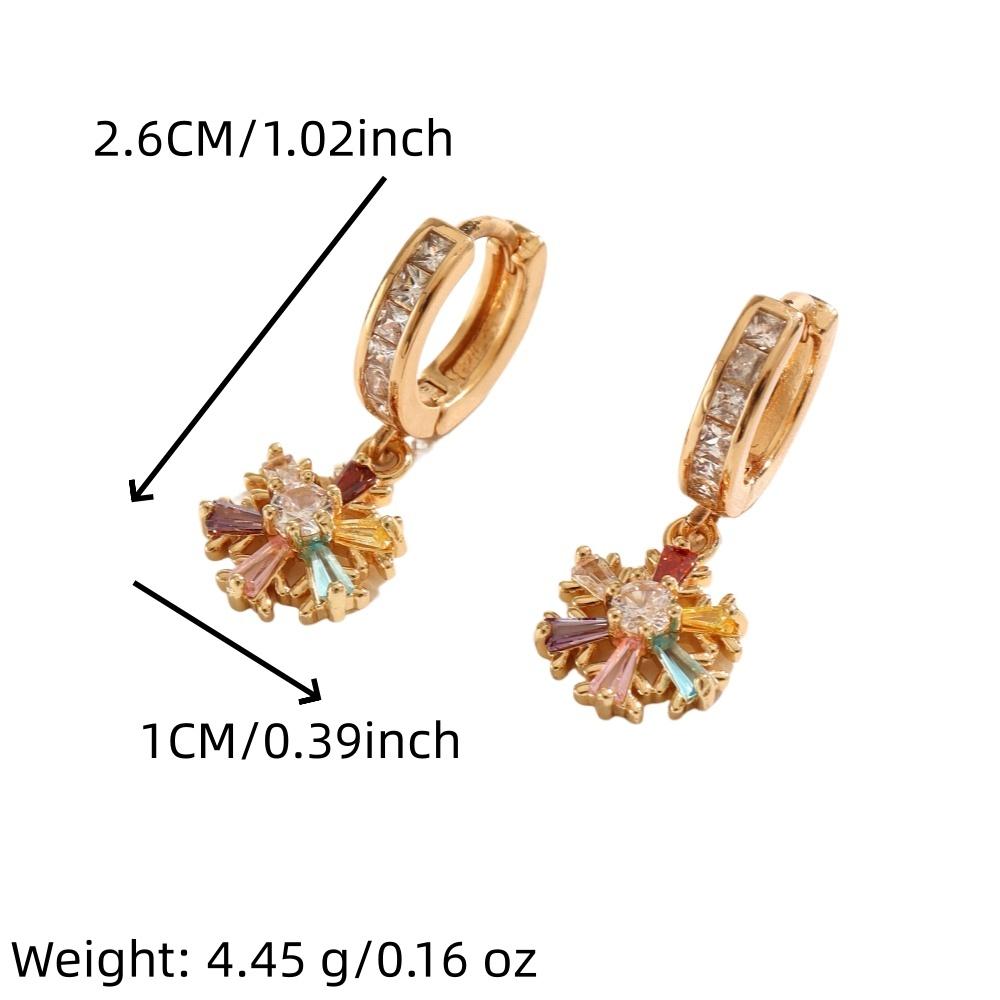 1 Pair Fashion Colorful Snowflake Zirconia Dangle Earrings for Women Golden Earring Jewelry Wedding Party Accessories