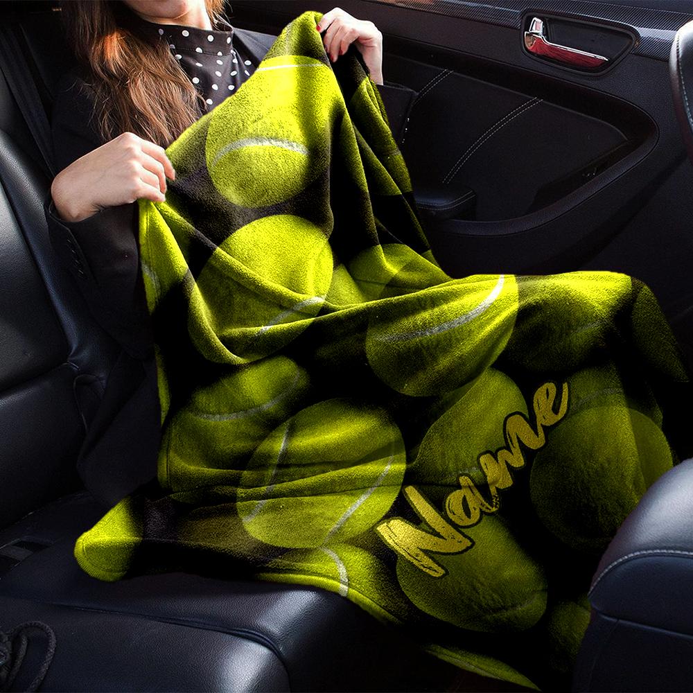 Custom Name Tennis Theme Printed Blanket - Perfect for Couch, Bed, Travel & Outdoor Use | Machine Washable, Cozy & Durable.
