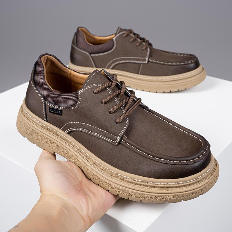 Extra Large Size Men's Shoes Spring and Autumn 2025 New Retro Tooling Shoes American Outdoor Casual Leather Shoes Big Head Martin Shoes