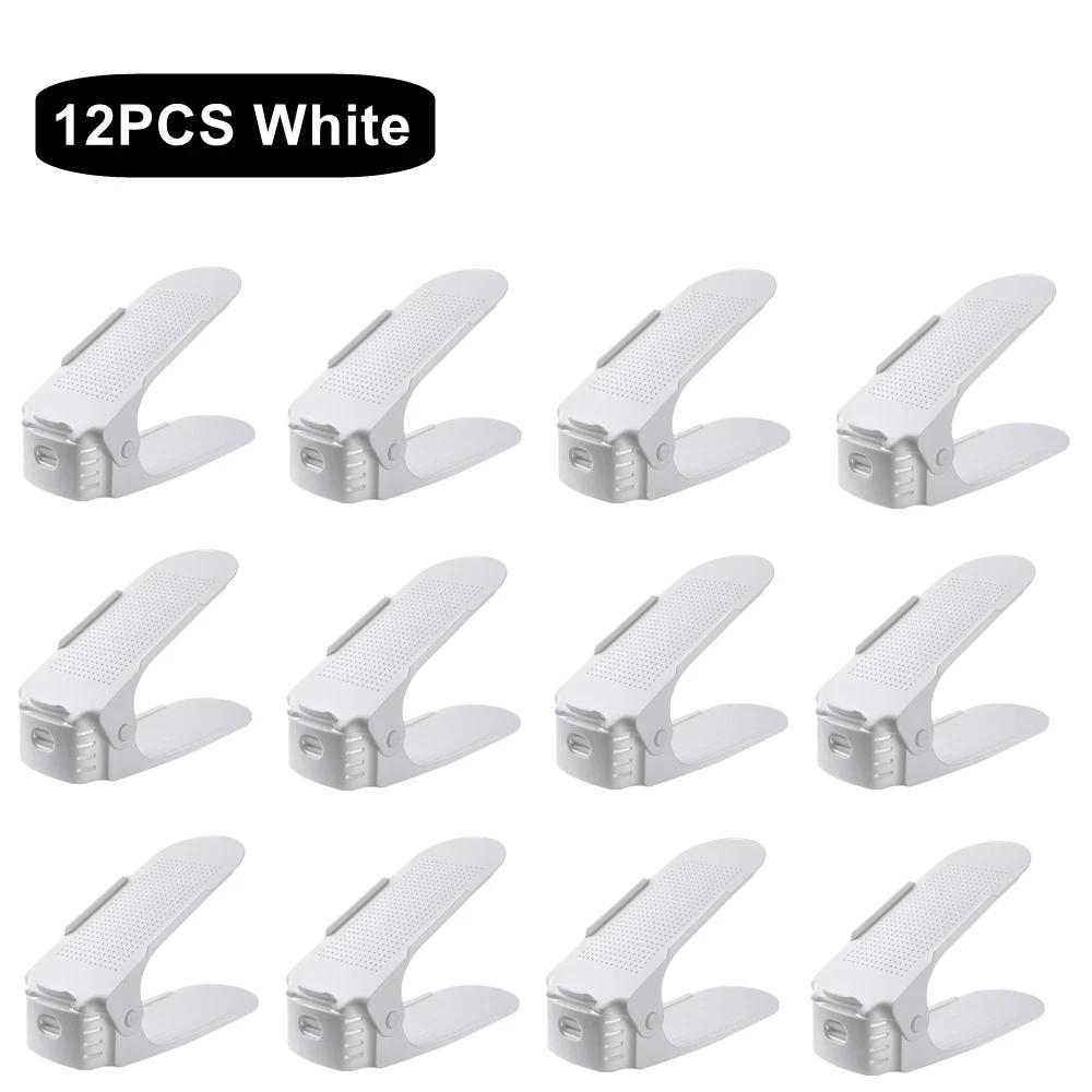 12Pcs Adjustable Shoe Organizer Shoe Support Rack, Space Saving Shoe-Shelf for Closet, Shoe Organizer Shoe Rack for Cabinet