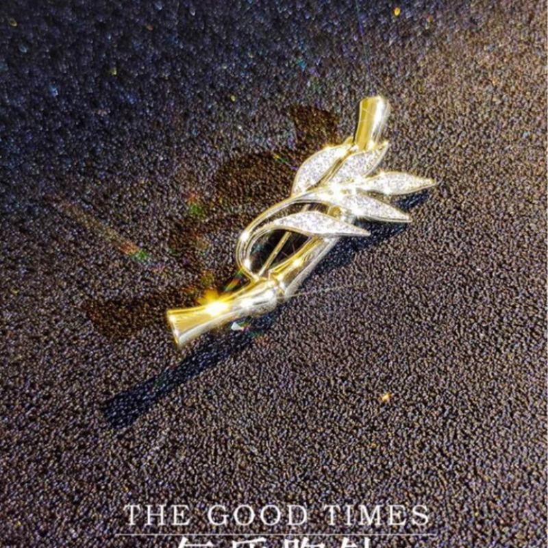 1Pc Creative Bamboo Brooch Fashionable and Exquisite Pin Charm Trend Shining Jewelry Accessories Party Festival Gift Souvenir