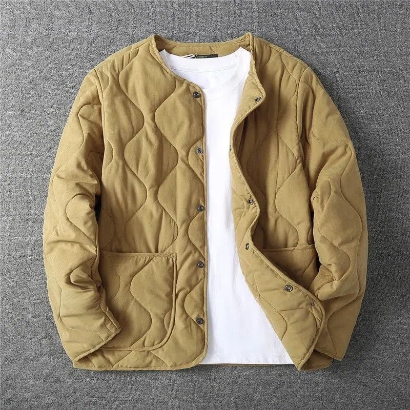 

New Quilted Thickened Jacket for Men Versatile and Trendy Cotton Tops M жёлтый