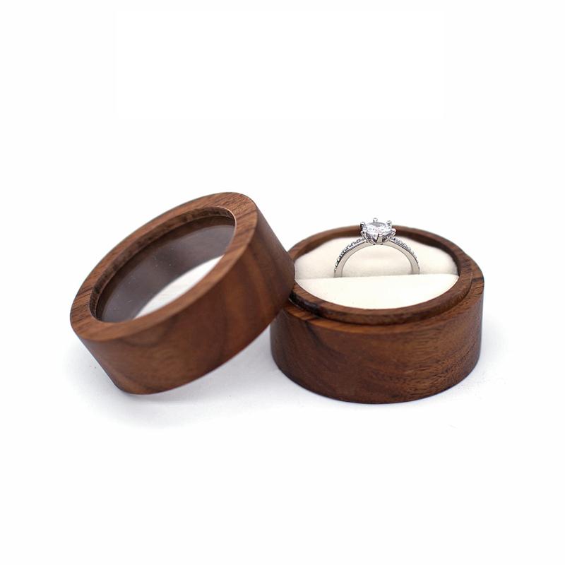 Ringetui aus Holz mit offenem Fenster, transparente Schmuckschatulle für Heiratsantrag, Verlobung, Hochzeitszeremonie