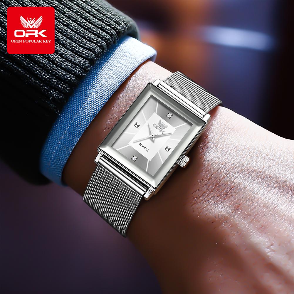 OPK 6029 Casual Steel Strip Rectangular Dial Men's Quartz Watch