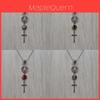 Gothic Cross Necklace Pendant With Agate Heart For Vintage Jewelry Enthusiasts