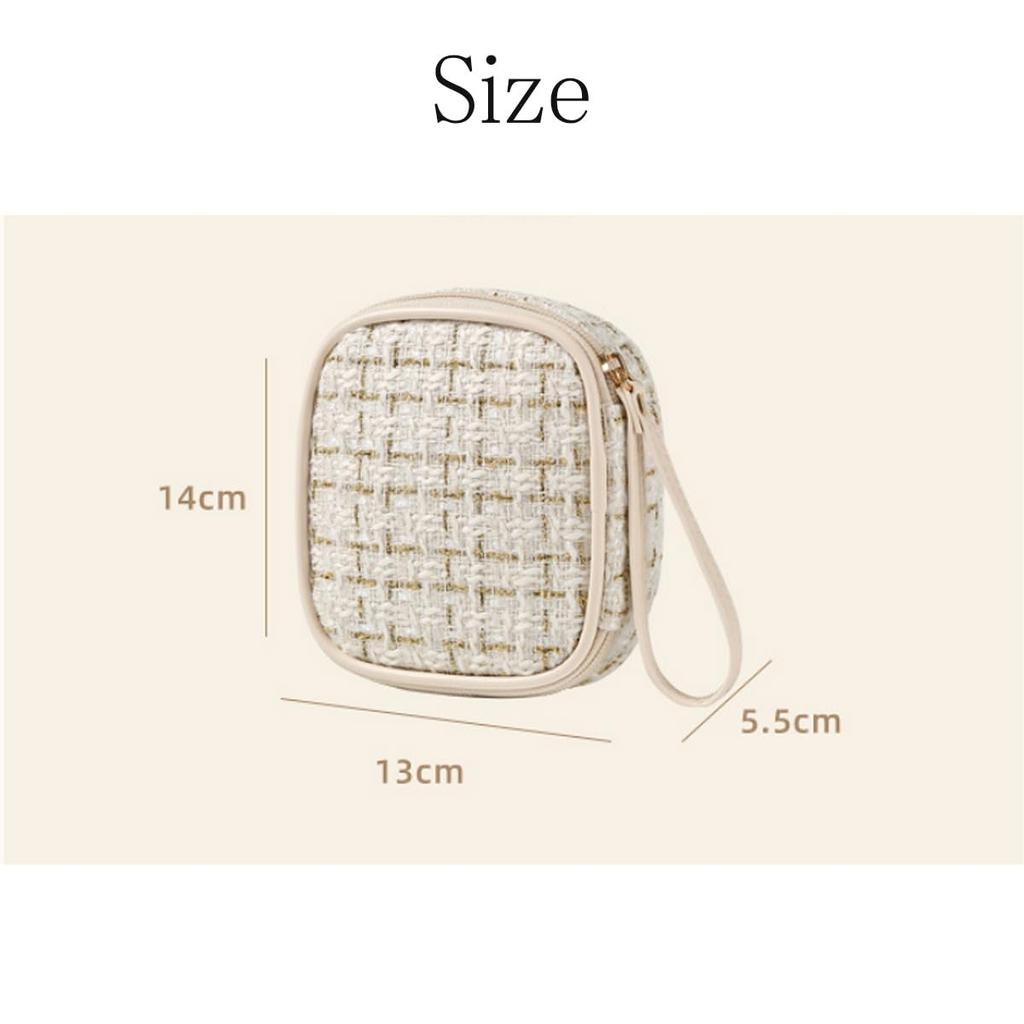 Cute Cosmetic Pouch for Women, Makeup Pouch with Small Organizer, Large Capacity, Full Makeup Storage, Travel, Portable Mini Pouch (White)