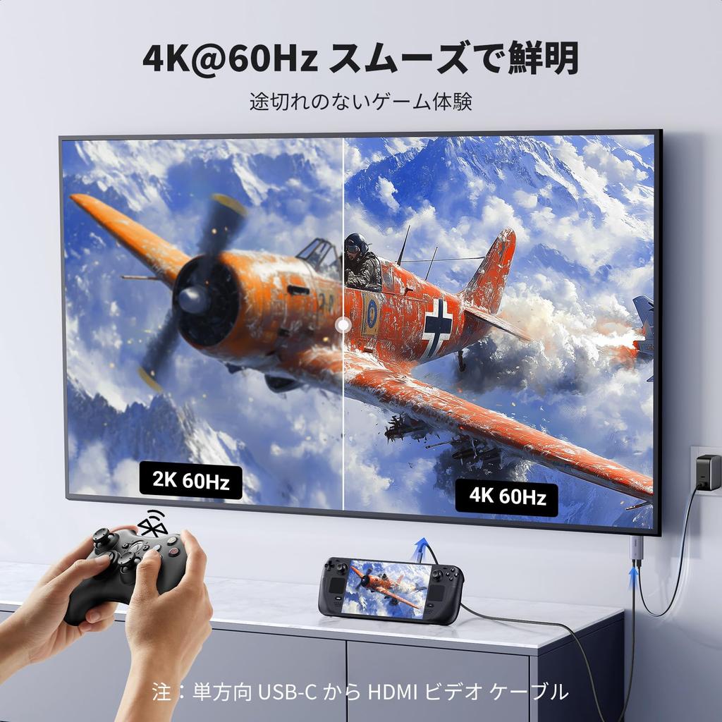 UGREEN USB C zu HDMI Konverterkabel mit 100W PD Schnellladung Thunderbolt Typ C zu HDMI Kompatibel mit iPhone 16 Pro Galaxy und 2M 4K@60Hz Port,