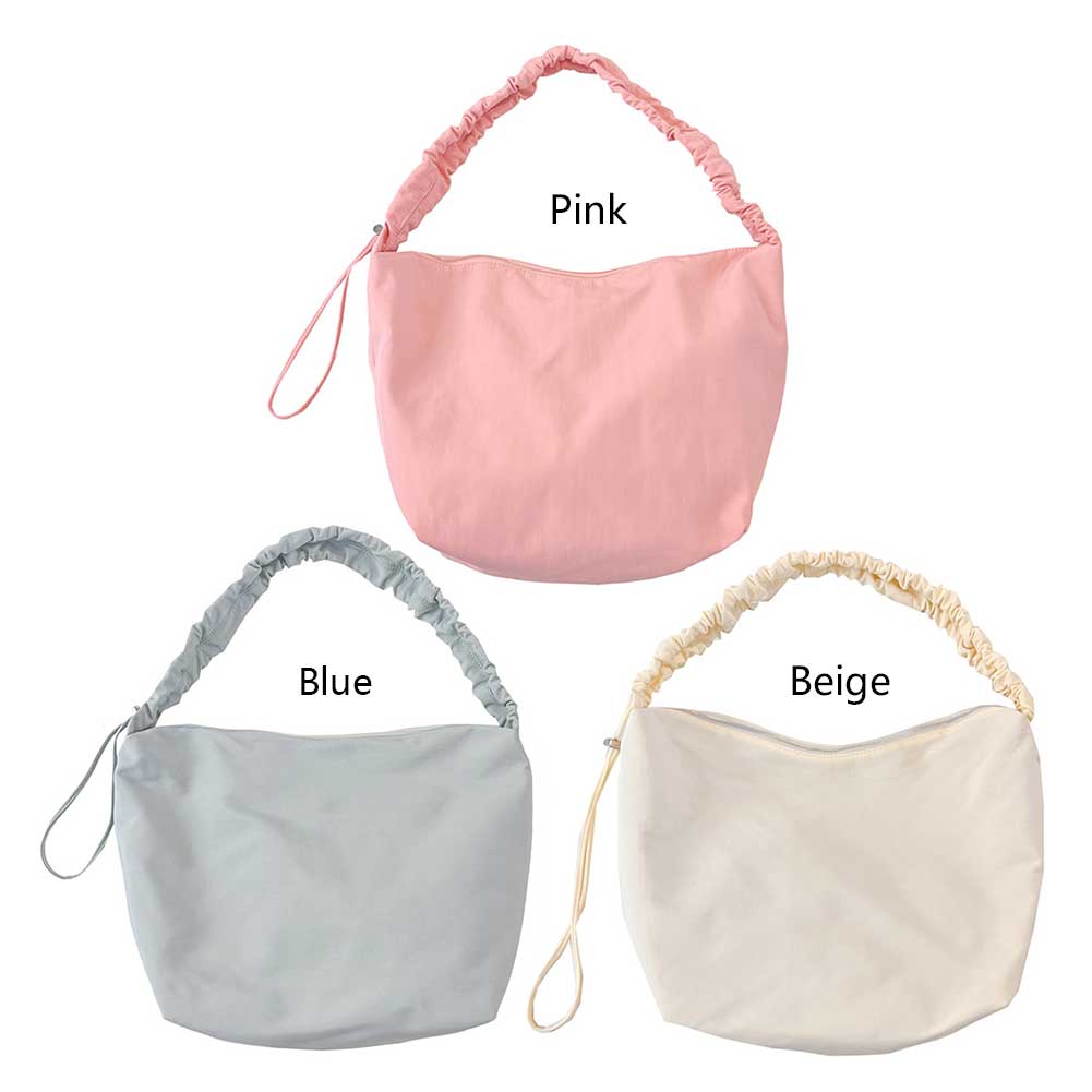 Women Dumpling Bag with Ruched Strap Casual Armpit Bag Solid Color Soft Large Capacity Girls Outdoor Leisure Bag
