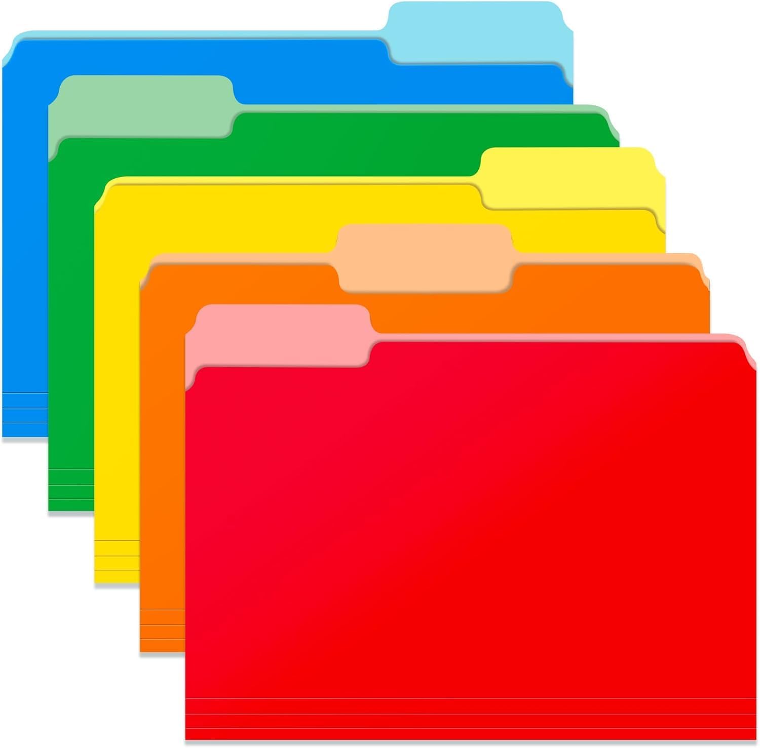 15pcs 8.5 x 11 Inch, 1/3 Cut Tab File Folders Letter Size, Manila File Folders, School Business Office Folders for Document