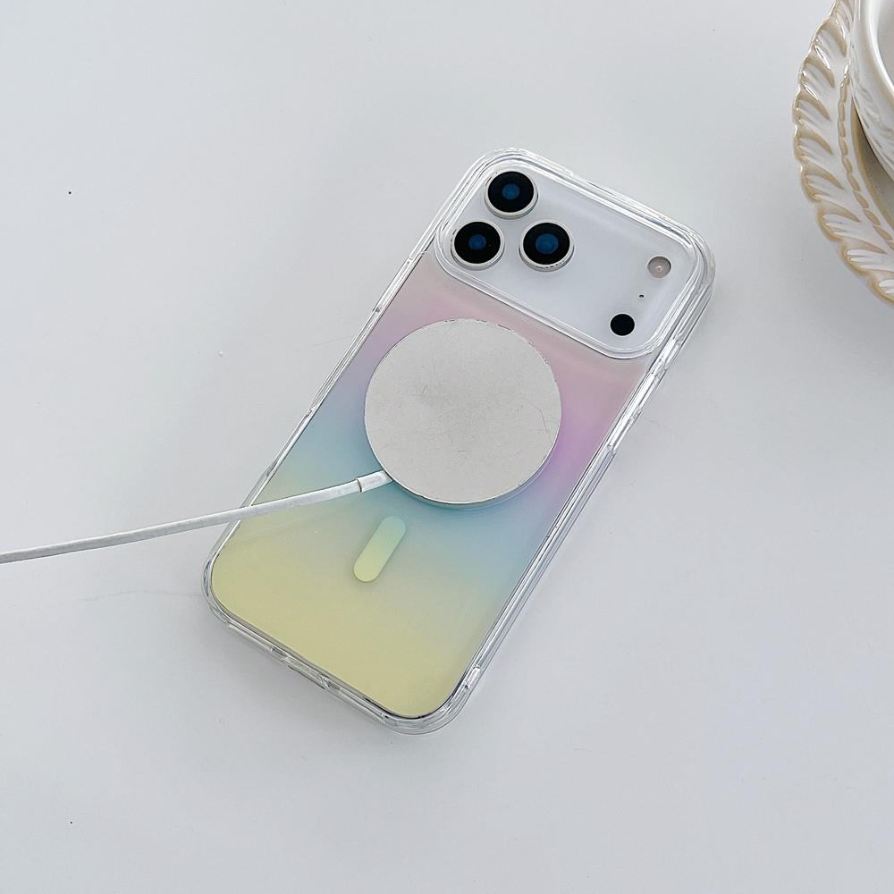 Gradient Color Clear Magnetic Charging Phone Case For iPhone 17 Air 16 15 14 Plus 13 12 Pro Max 11 16e 17e Transparent Cover