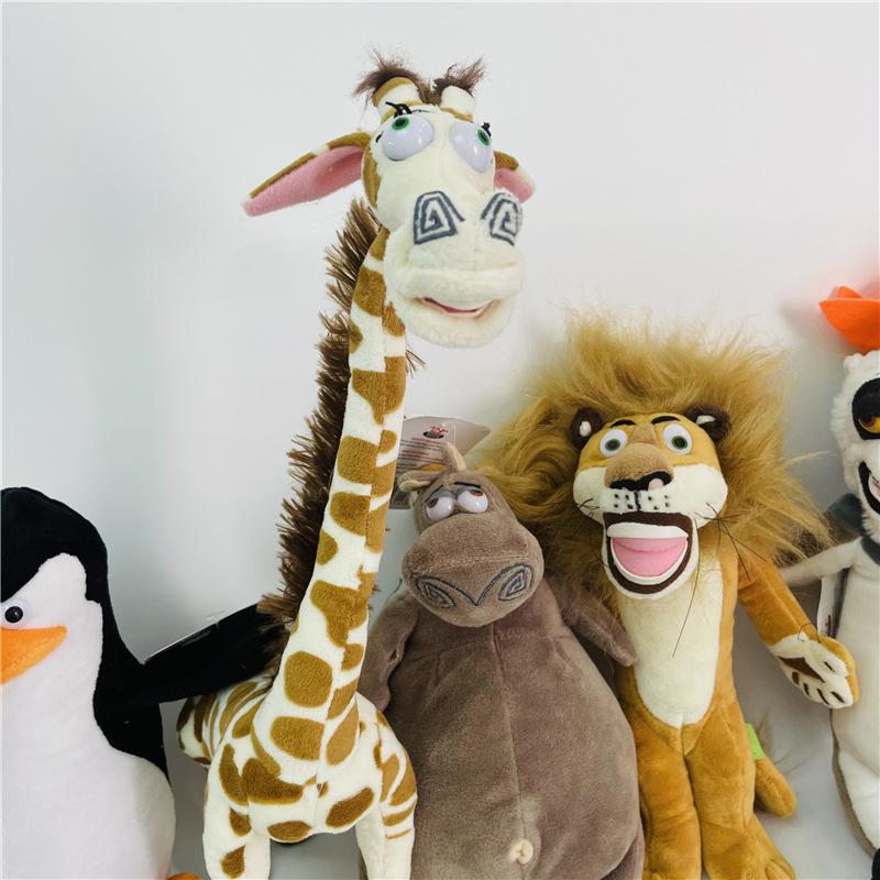 20-35CM 6 Styles Madagascar Plush Toys Stuffed Soft Animal Dolls Giraffe Hippo Lion Penguin Zebra Lemurs Figure Gift for Kids