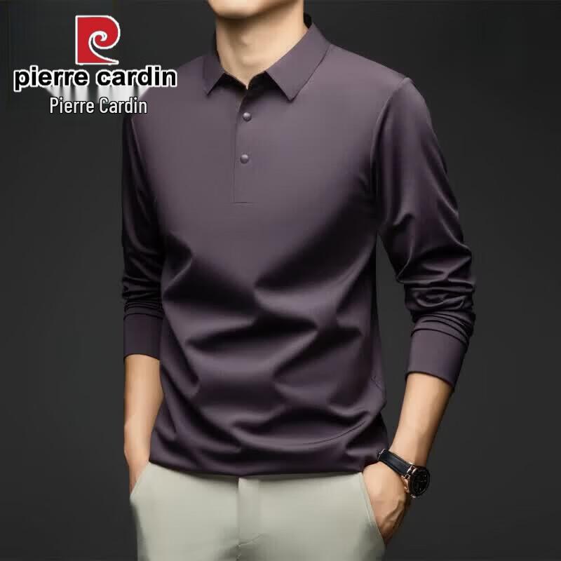 Pierre Cardin Men's Seamless Long Sleeve Lapel Polo Shirt