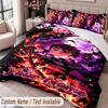 Custom Name Text 3Pcs Bedding Set Demon Slayer Duvet Cover And Two Pillowcases
