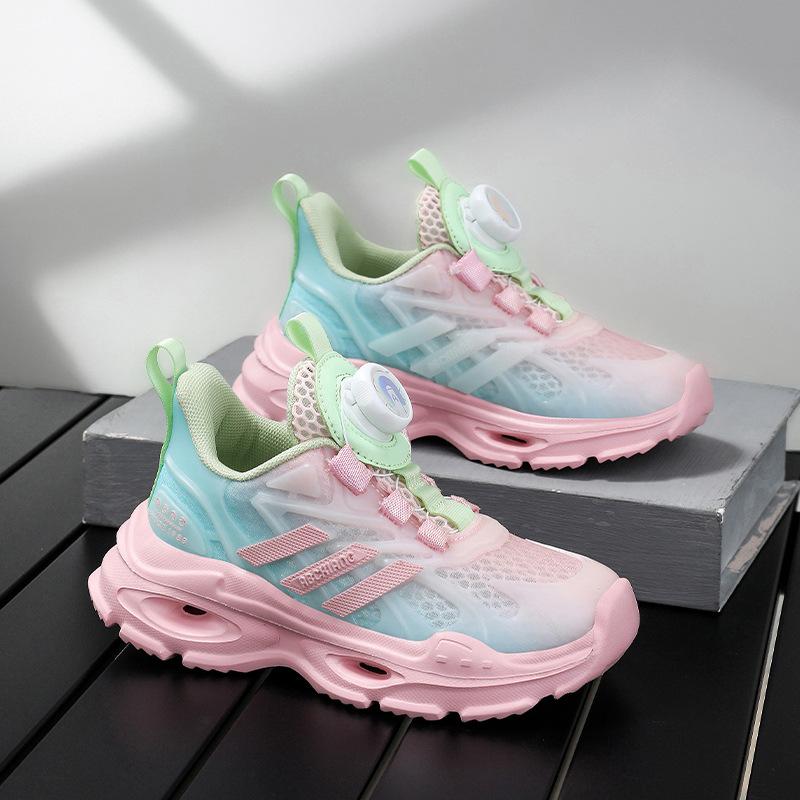 2025 Summer Rotating Button Single Mesh Breathable EVA Lightweight Running Shoes Children's Sports Shoes Primary School Students Physical Education