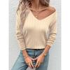 YYFS Moda damska Casual Jesień Zima Jednolity kolor Nadruk Długi rękaw Swetry z dekoltem w serek