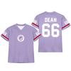 Damen Mode Sportoberteil im Trikot-Stil V-Ausschnitt Kurzarm Lässiger Lockere Passform Sportshirt mit Aufgedrucktem Logo und Ärmelnummern