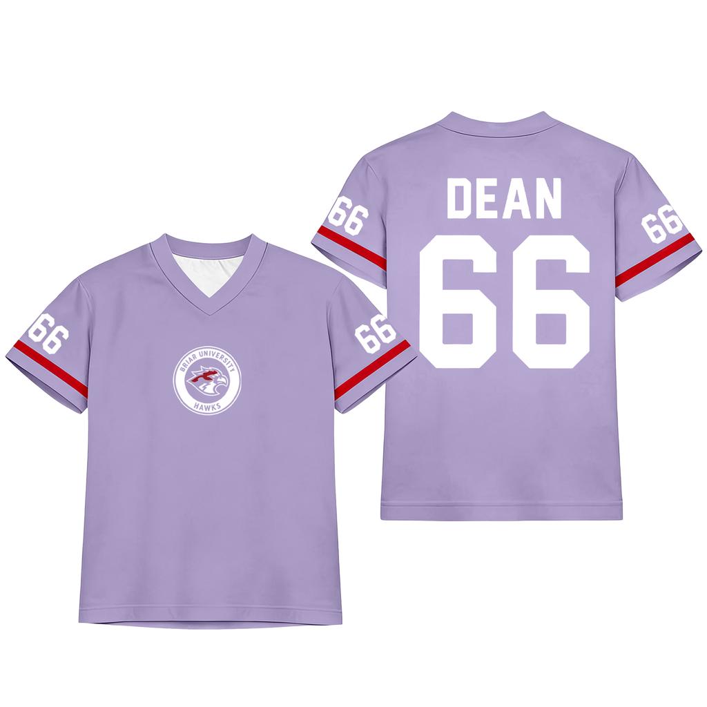 Damen Mode Sportoberteil im Trikot-Stil V-Ausschnitt Kurzarm Lässiger Lockere Passform Sportshirt mit Aufgedrucktem Logo und Ärmelnummern
