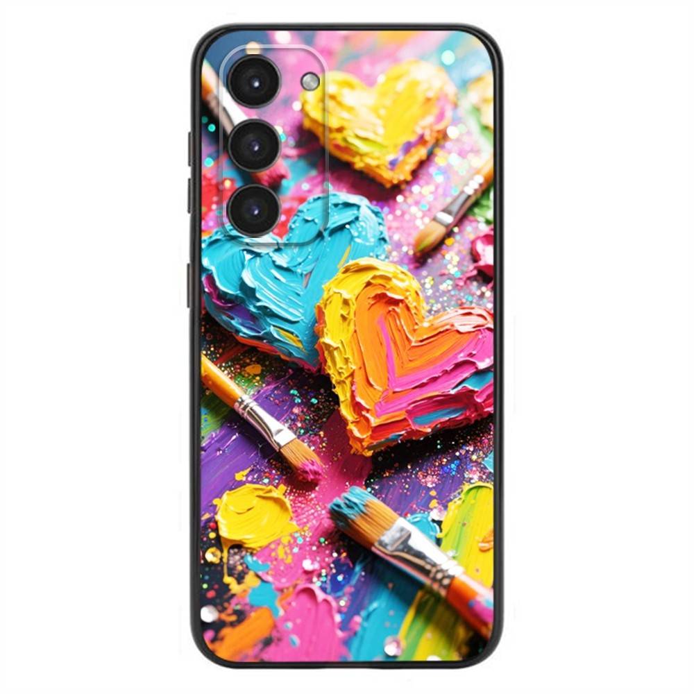 Zestaw Farb Wodnych Paleta Malarska Etui na Telefon Dla Samsung Galaxy A20,21s,22,31,32,52,53,72,73,80,91 Miękki Płynny Silikon Czarna Osłona