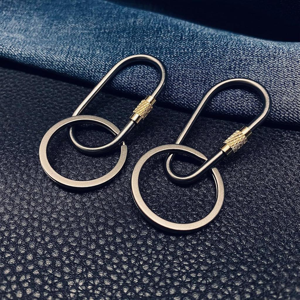 JOGOAUTO Titanium Carabiner Clips with Titanium Key Rings,Key Chains for car Keys, Small Locking carabiners Clips Mini,Quick Release Keychain,J451