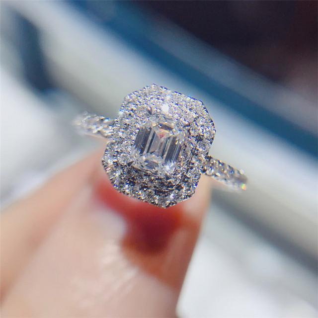 

Новые роскошные серебряные женские кольца геометрической формы, модные роскошные свадебные аксессуары для помолвки, блестящие ювелирные изделия из камня CZ 6