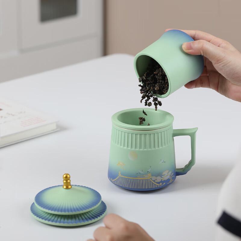 MULTIPOTENT Forbidden City Auspicious Crane Ceramic Tea Set & Sandalwood Gift