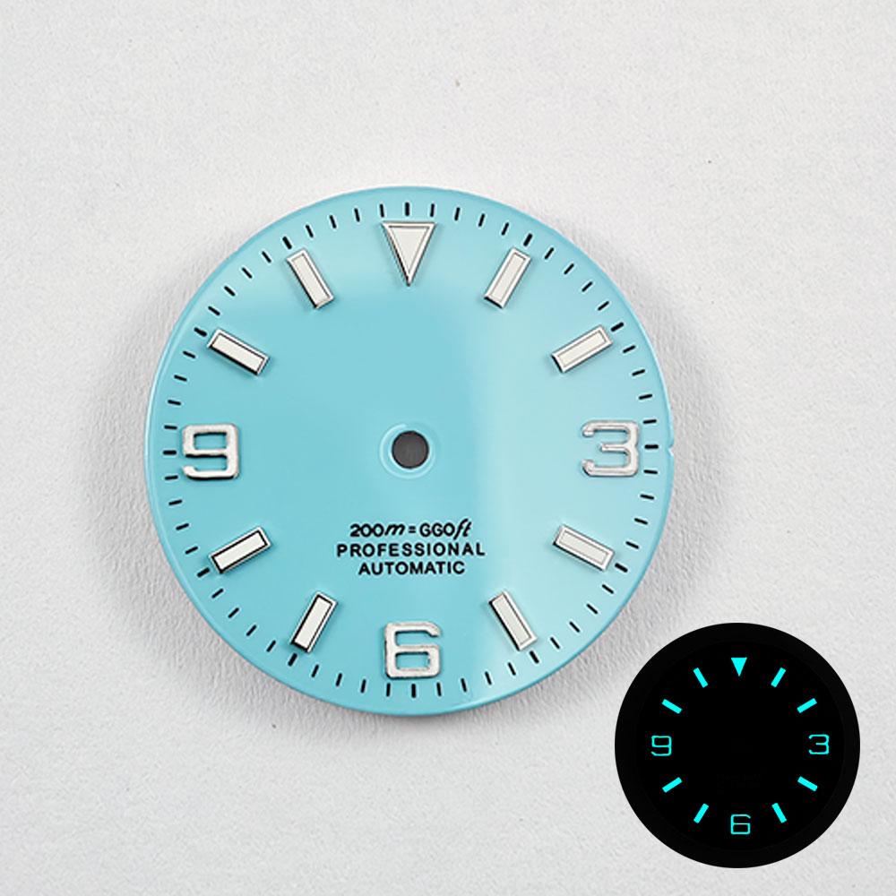 NH35 29mm No Logo Watch Dial Fit NH35A NH36 NH38 Movement Blue Green Luminous Rose Gold /Gold /Silver Nail Explorer Model Dial