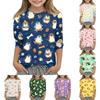 Kids Animal Print Crew Neck Three Quarter Sleeve Casual T-Shirt Soft Fabric Comfortable Fit Suitable for Everyday Wear