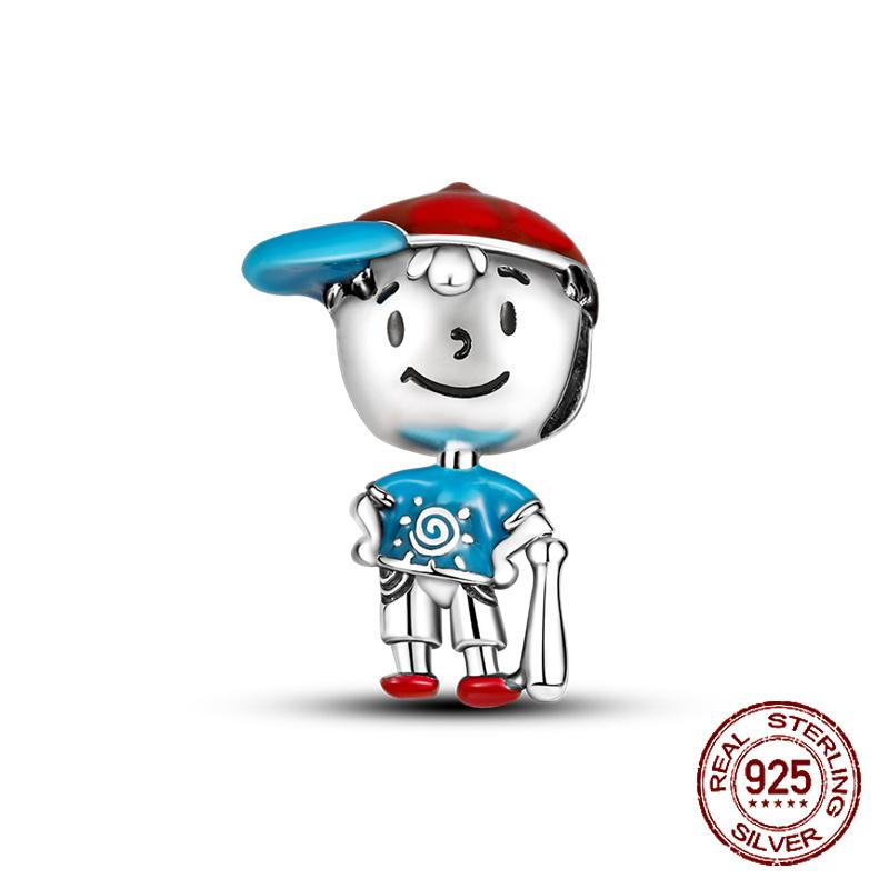 925 sterling copper boys and girls lovers pendant charms Fit 4MM hole diameter bracelet charm beads necklace Diy female Zircon