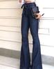 High-Waisted Lace-Up Flare Jeans for Women