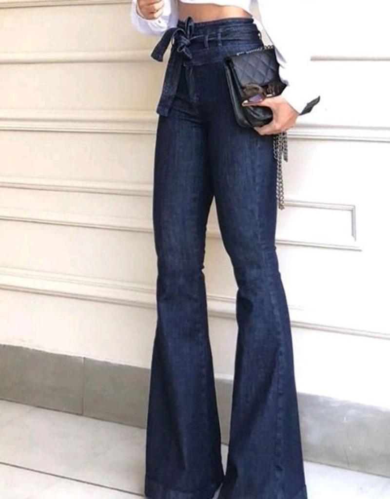 High-Waisted Lace-Up Flare Jeans for Women