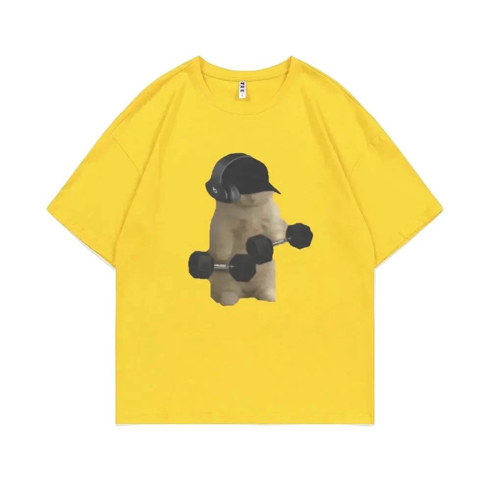 Funny Gym Cat Meme Printed Tshirt Sam Sulek Fitness Pump Cover Memes T-shirts Women Casual T Shirt Summer Clothing