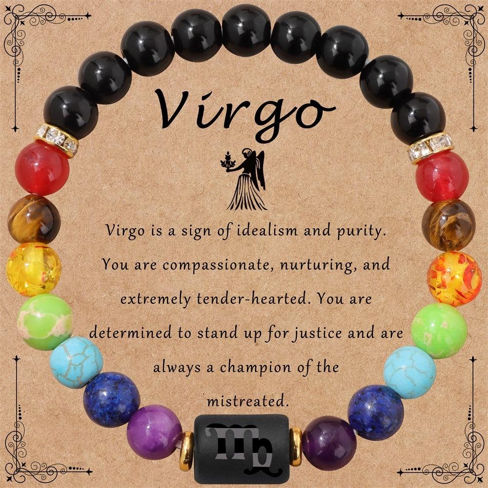 Brățară cu 12 constelații Brățară elastică țesută manual, reglabilă, ochi de tigru natural, obsidian, cadou, bijuterii