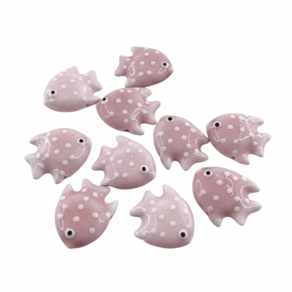 

Kawaii Fish Ceramic Beads Wave Point Double-sided Spacer Beads Colorful Straight Hole DIY Jewelry Making Craft Necklace Earring розовый
