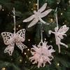 Plastic Christmas Tree Pendant Glitter Artificial Christmas Decoration  Office Decor