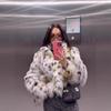 Europe, America, autumn and winter Mao Mao environmental protection artificial hair fox hair leopard print fur coat women's short jacket coat