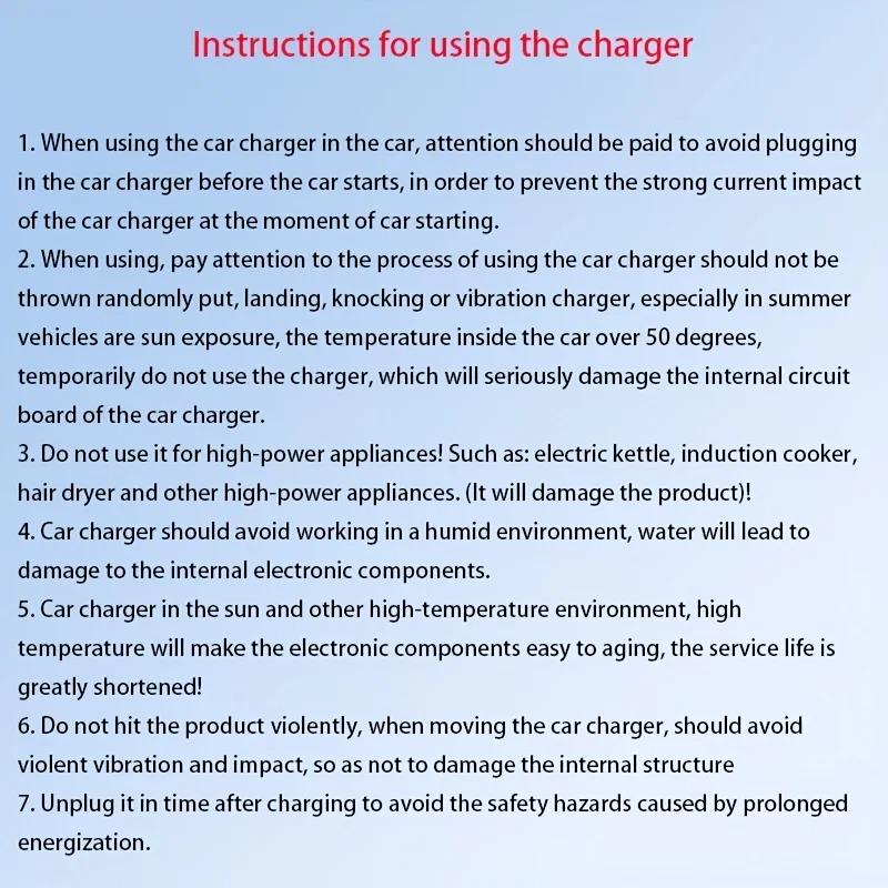 7-in-1 Car Charger Splitter with 4 Sockets and USB/PD Ports, 12–24V Fast Charging Adapter with Safety Fuse and Long Cable