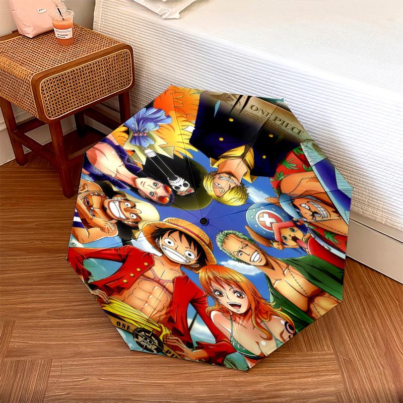 1 PC Automatic Folding Umbrella - One Piece Monkey D Luffy Pattern Portable Foldable Design With 8 Ribs Christmas Birthday Gifts